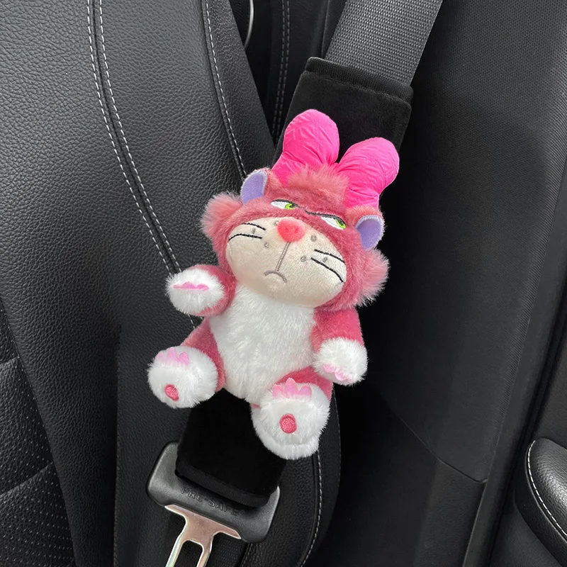 Nieuwe driekleurige autogordel schouderstuk schattige kat pop op een voertuig gemonteerde cartoon veiligheidsgordel decoratie universele auto-accessoires