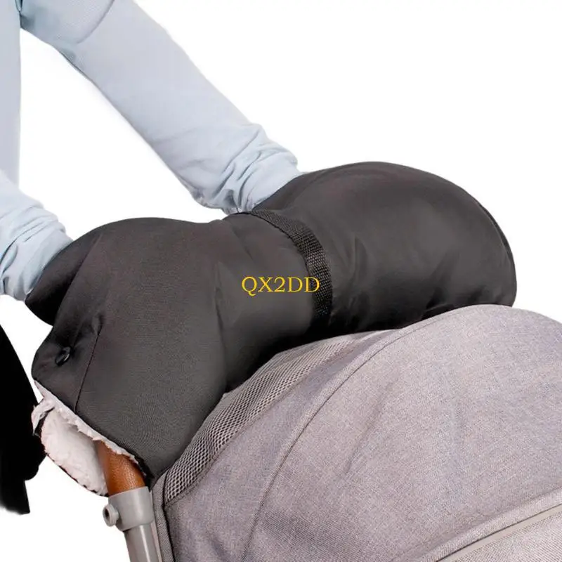 

QX2D толстые перчатки из ткани Оксфорд для колясок с плюшевой фланелевой подкладкой для зимы, теплые водонепроницаемые детские