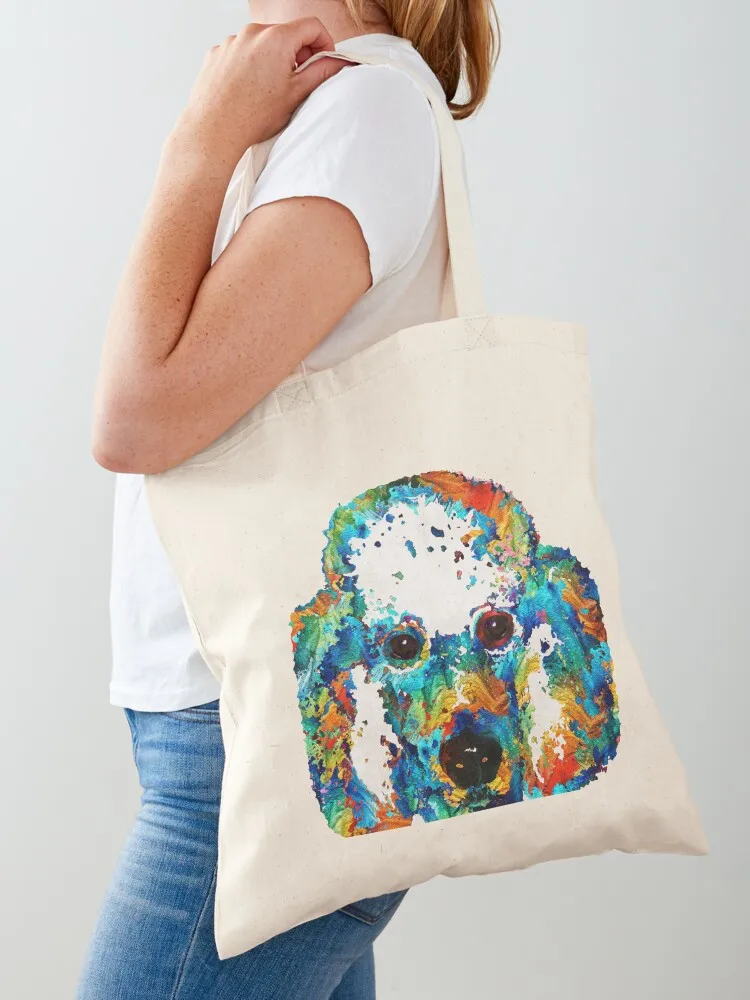 Colorful Poodle Dog Art by Sharon Cummings Tote Bag the tote men's Canvas