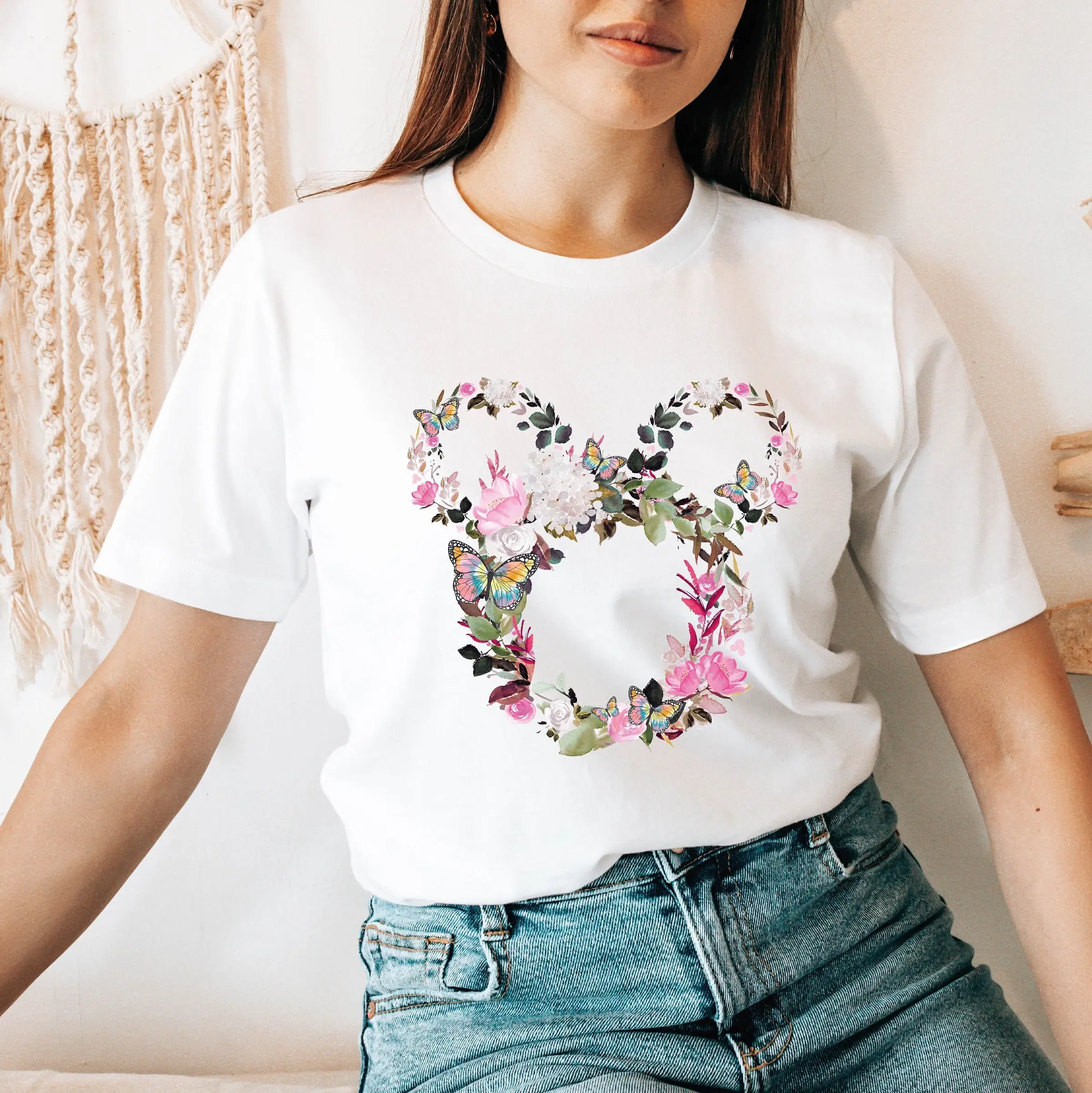 

Disney Cartoon Mouse Graphic Printing Summer Autumn Winter Cotton Men's and Women's T-shirts Short Sleeves Luxury Outdoor Brand