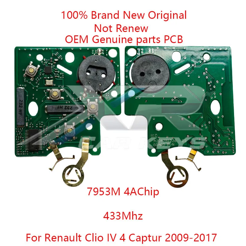 

Genuine parts OEM PCB Keyless Go Handsfree Remote Car Key With 4 Buttons 433MHz pcf7953m 4A Chip for Renault Clio IV 4 Captur