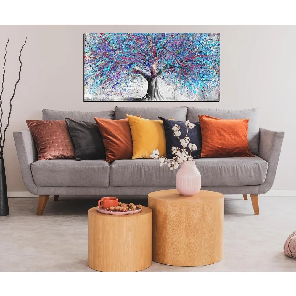 

Синий акварельный холст, настенное искусство, дерево, природа, картина для гостиной, спальни, декор, Бэнкси, граффити, печать, картина, современная