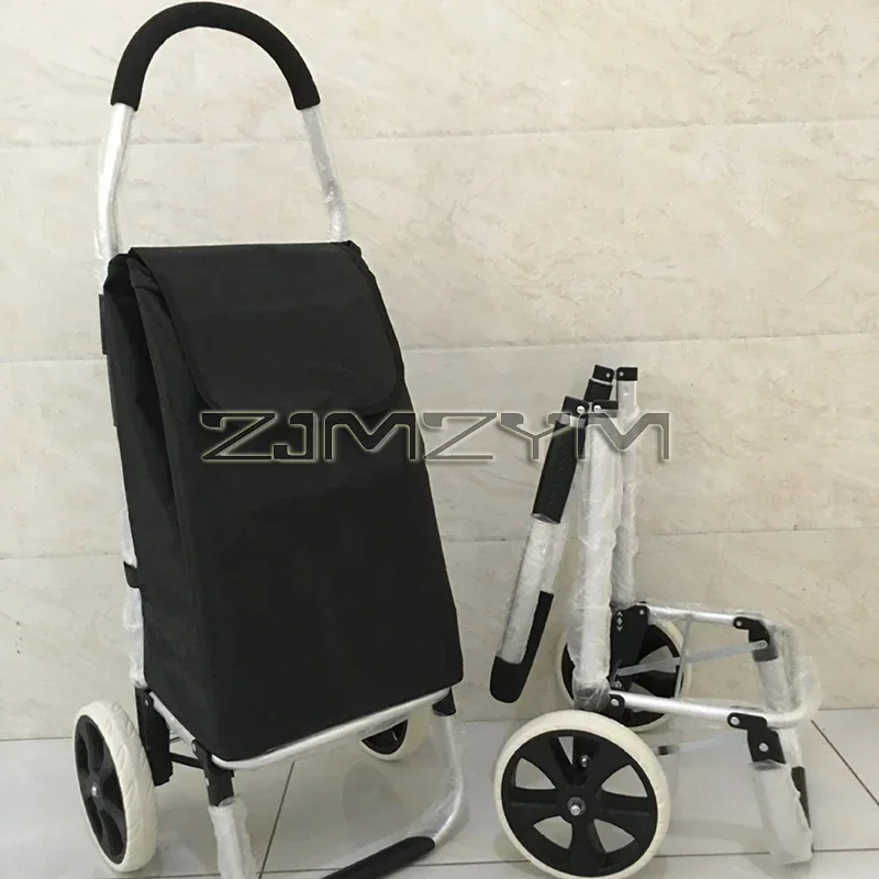 100KG Load-bearing Shopping Cart Step Climbing Folded Trolley Portable Silent Wheel Trailer Waterproof Thick Basket For Elderly