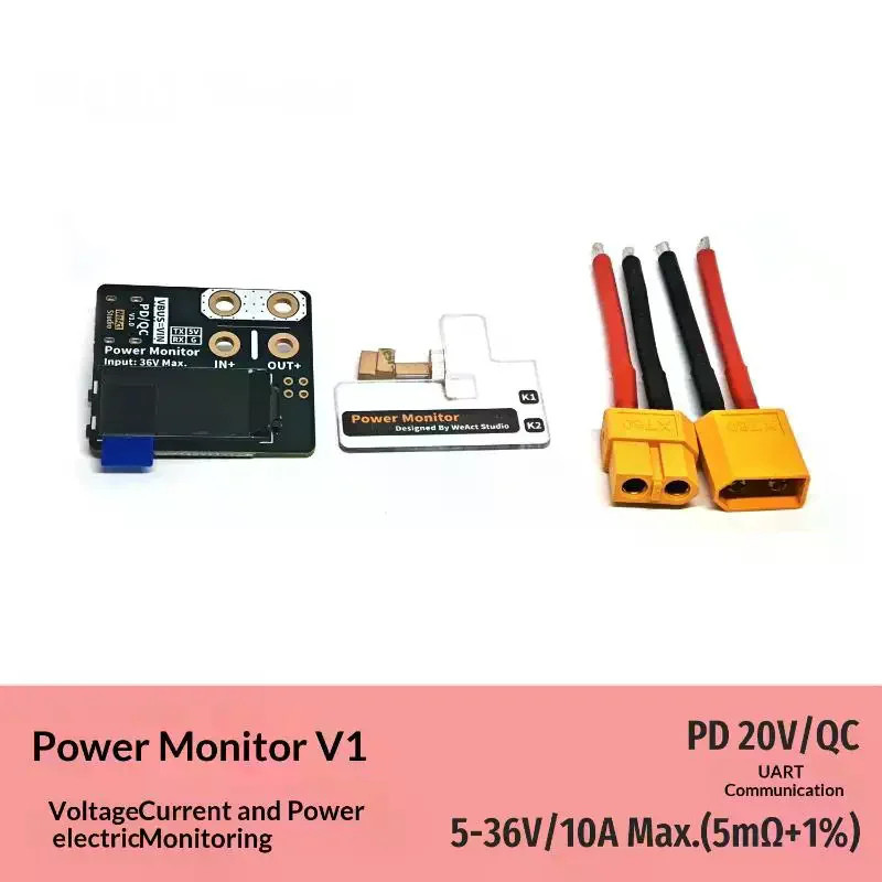 1 Set 36V 10A Max Power Monitor Module With XT60 Connector PD QC Support For RC Drone Battery Power Detection
