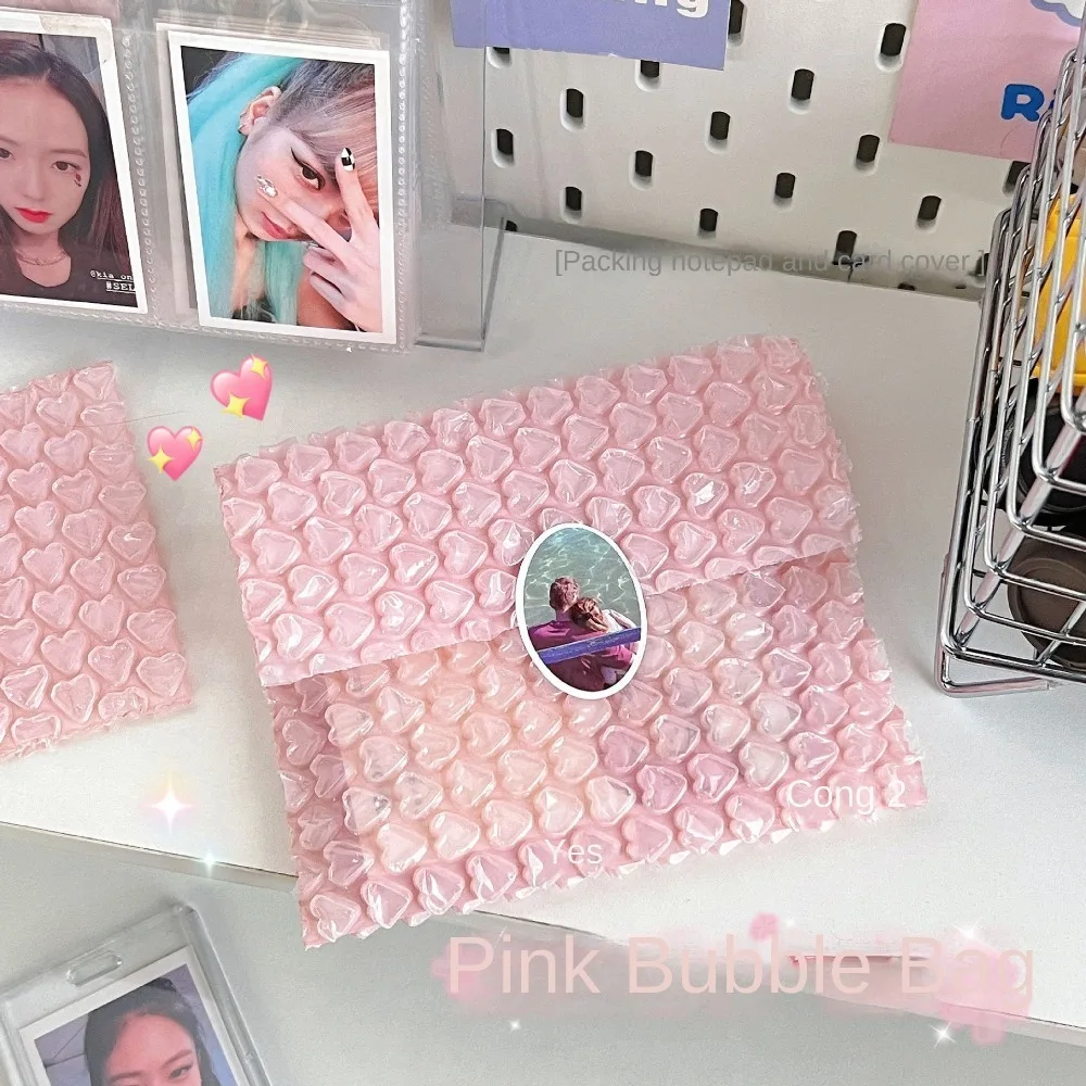 10pcs Pink Bubble Bag New Heart Shockproof Bubble Film PE Self-Seal Packaging Mailing Bag Small Business Supplies