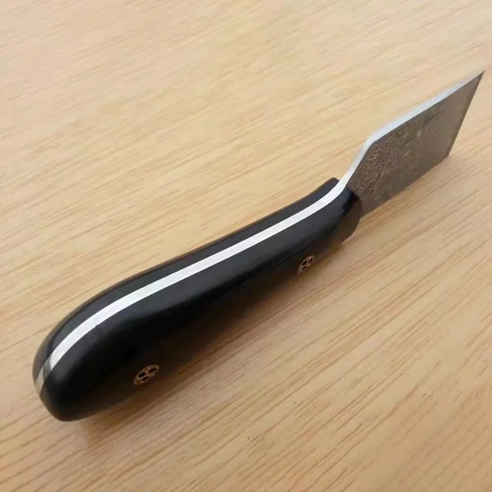 Coltello da taglio in pelle di alta qualità fai da te fatto a mano in pelle taglierina HRC 59 Vg10 lama in acciaio damasco con manico in ebano