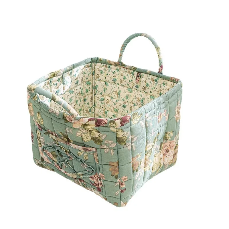 Home Fabric Storage Basket Korean Pastoral Style Portable Underwear Debris Organizing Frame Machine Washable Storage Basket