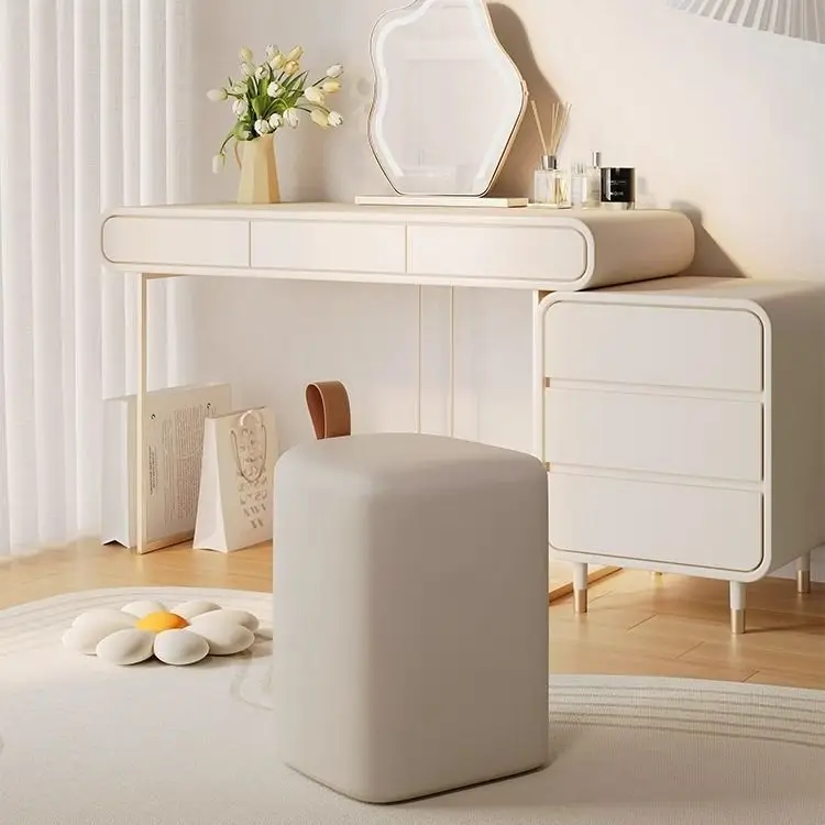 

Bedroom Dressing Stool Dressing Table 2024 New European Ins Makeup Stool Rental House Integrated Portable Wood