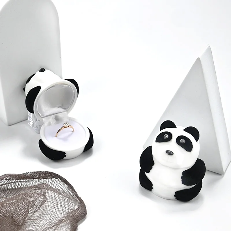 

Cute Panda Velvet Jewelry Box Organizer Wedding Ring Box Gift Box Container Jewelry Storage Case Earring Necklace Display