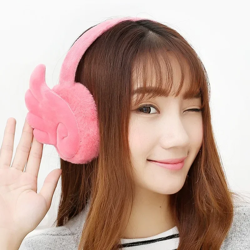 Fashion Wing Plush Earmuff Female Winter Warm Ear Muffs Headphones Girls Earmuffs Earphone Ear Warmers Protector Fur Headphones