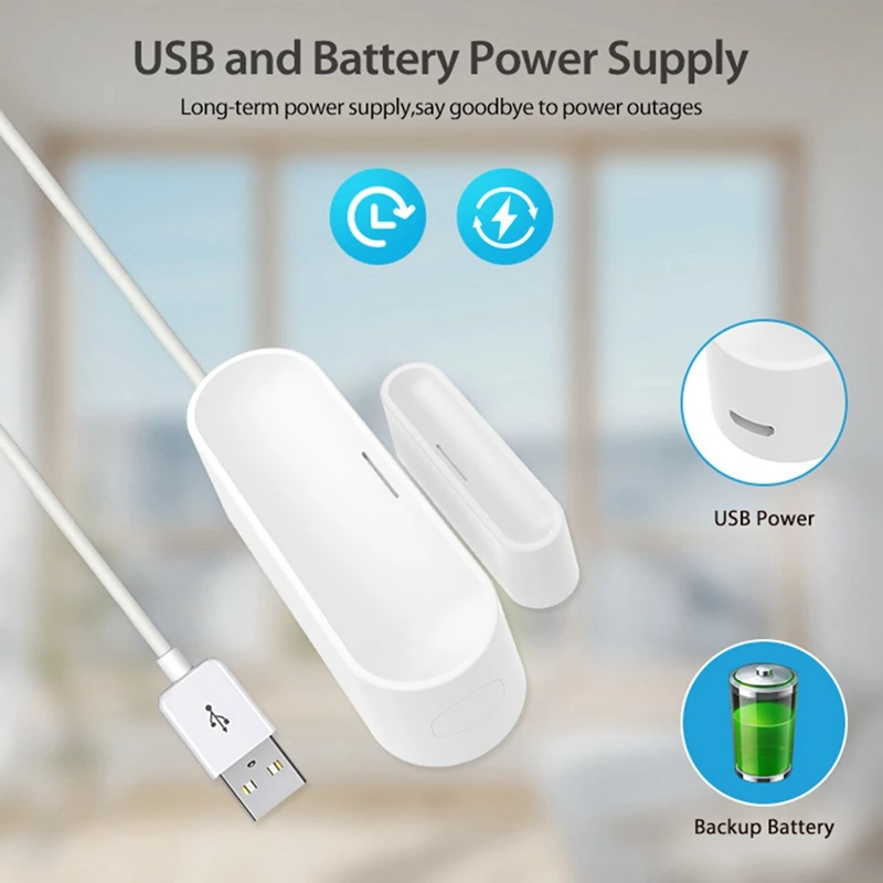 Imagem -06 - Tuya-sensor de Porta e Janela Alimentado por Usb Detector sem Fio Casa Inteligente Trabalhar com Homekit Alexa Google Home Matter Thread