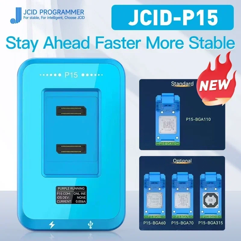 JCID P15 Nand Programmer with BGA315 BGA110 BGA70 BGA60 for IPhone 6-15 IPad Nand Flash Read Write Format Repair No Disassembly