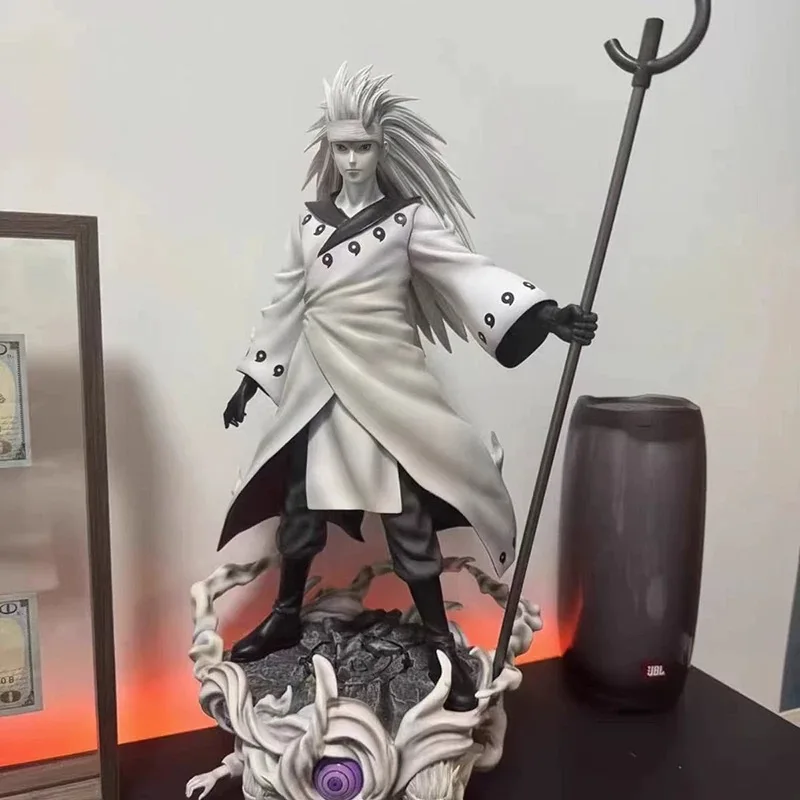 Naruto Uchiha Madara Anime Figure With Weapon Pedestal Figurine Pvc 39cm Statue Collection Model Desk Ornament Birthday Toy Gift