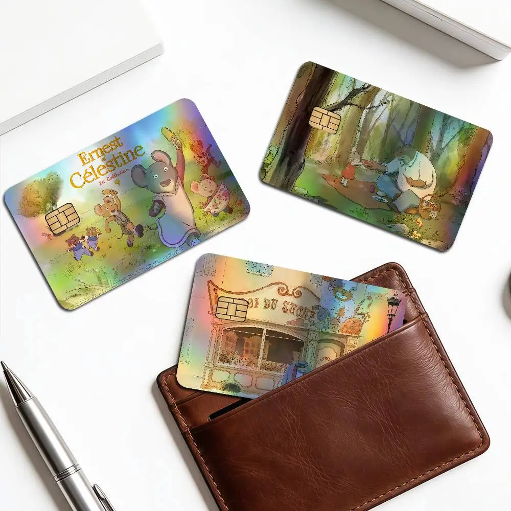Ernest CelestineS Anime Cartoon Trendy Laser Glitter Bank Card Stickers All Match Multi Purpose Use