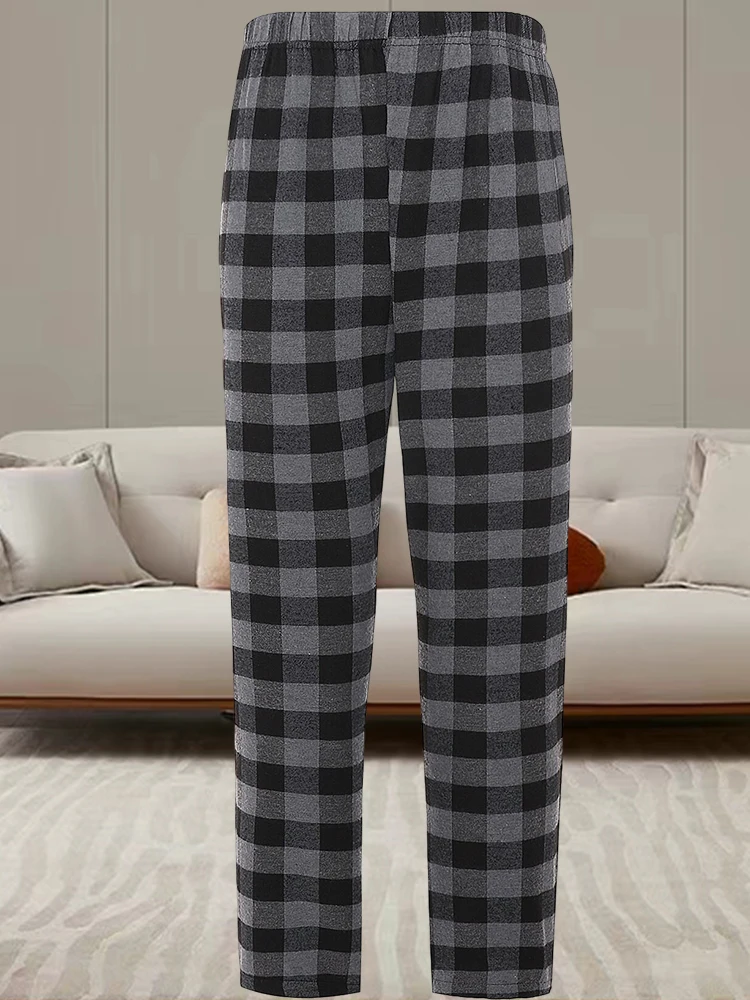 Men\'s Homewear Set Pajamas Long Sleeve Fashion Daily High Quality Solid Colour Pajamas Plaid Pajama Pants Set