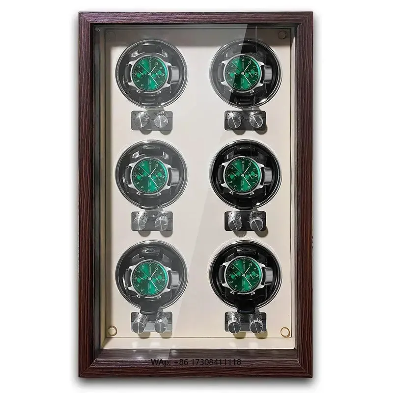 

Luxury High-End 6-Slot Automatic Watch Winder Mute Motor Watch Cabinet with Clock Wood Watches Box & Storage Case