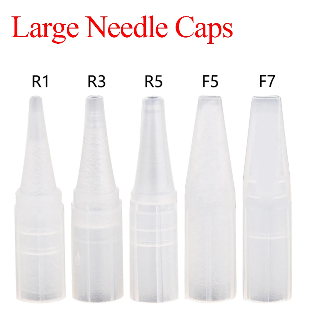 100PCS Large Needle Caps Tattoo Machine Needles Caps Permanent Makeup Tattoo Supplies Needles Caps Large Size Individual Packing