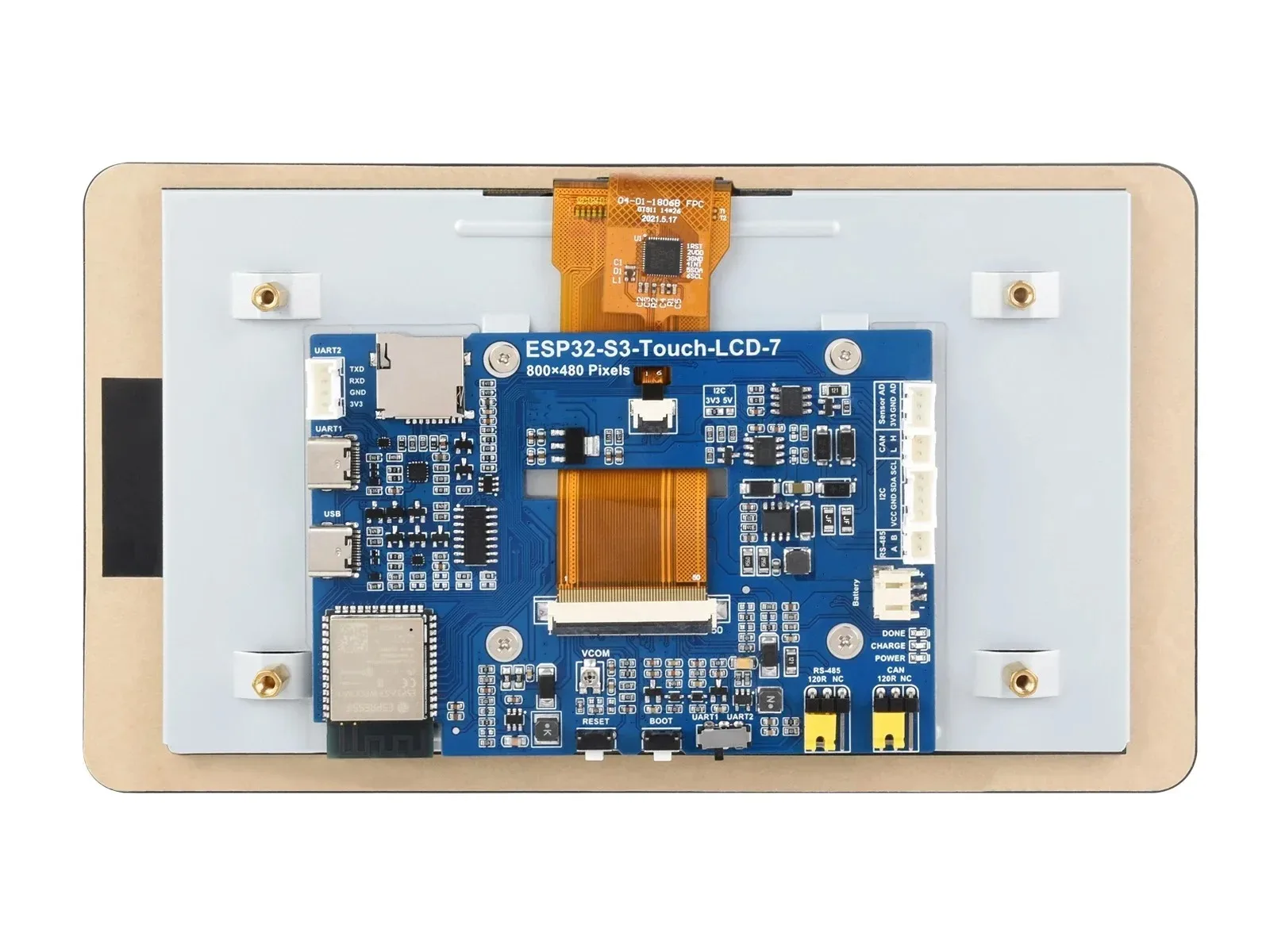 لوحة تطوير شاشة تعمل باللمس بالسعة 7 بوصة مع وحدة ESP32-S3، دقة 800 × 480، دعم WiFi/Bluetooth #5