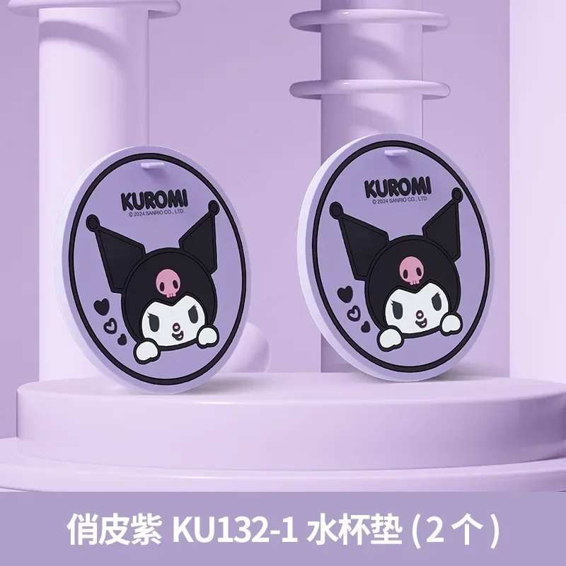 2Pcs Sanrio Kuromi Car Coasters Kawaii Cartoon Anime Car Coaster Cute Storage Anti-Skid Mat Accessories Decorate Girls Gift view 6