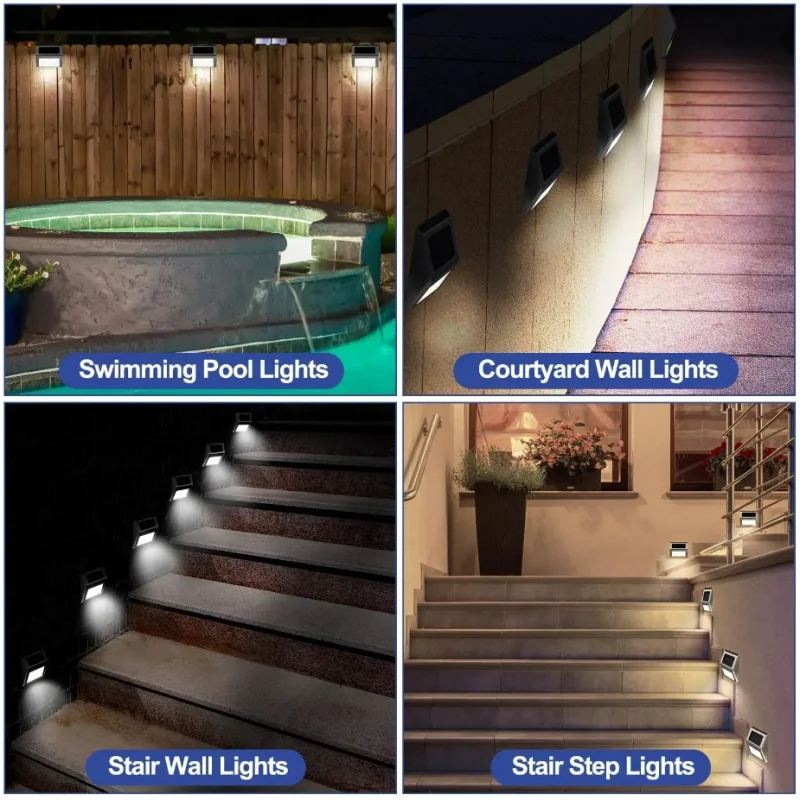 Solar Stainless Steel 3LED Step Light Waterproof, Anti-corrosion and Environmental Protection Wall Light for Garden Fence Wall