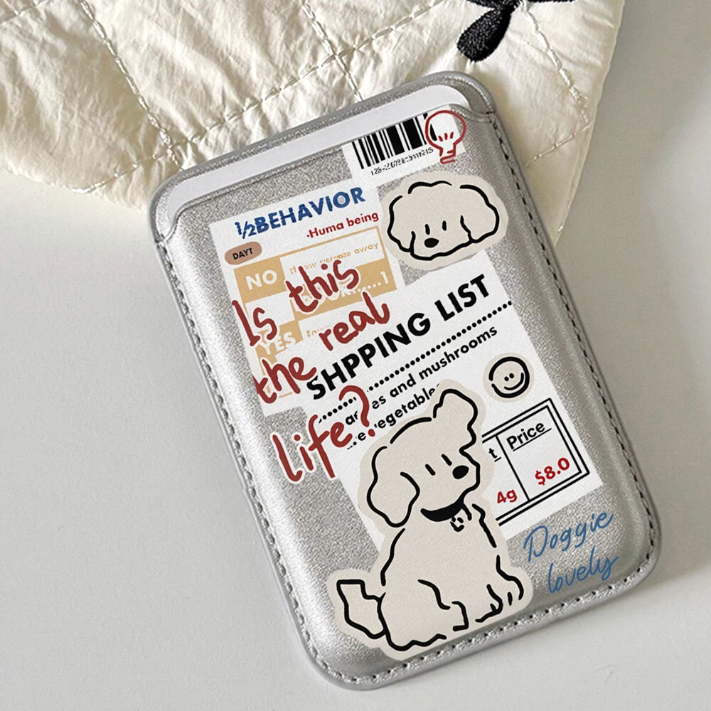 Doggie Lovely Leder-Kartenetui Handyhülle Kartenhalter für Magnetische Hülle Geeignet für alle iPhone Magsafe Karten-Handy-Rückseiten-Taschen – Detail 1