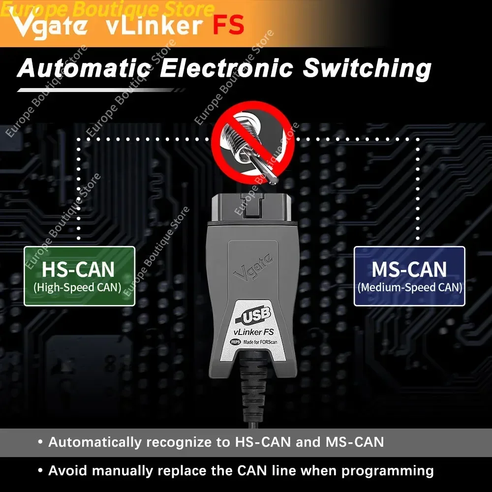 المهنية Vgate Vlinker FS ELM327 USB FORScan Obd2 السيارات الماسح الضوئي obd2 أدوات تشخيص السيارات MS/HS يمكن ل M-azda لفورد