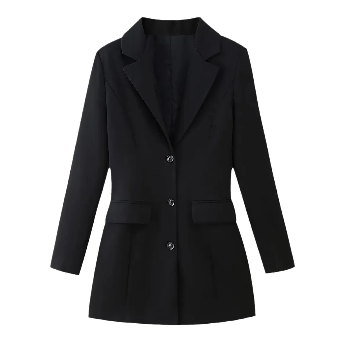 Gran oferta, elegante vestido Blazer de cintura alta con cuello en V, Mini vestido corto a medida que se pega la cintura, adelgazante, resistente a las arrugas, poliéster Blen