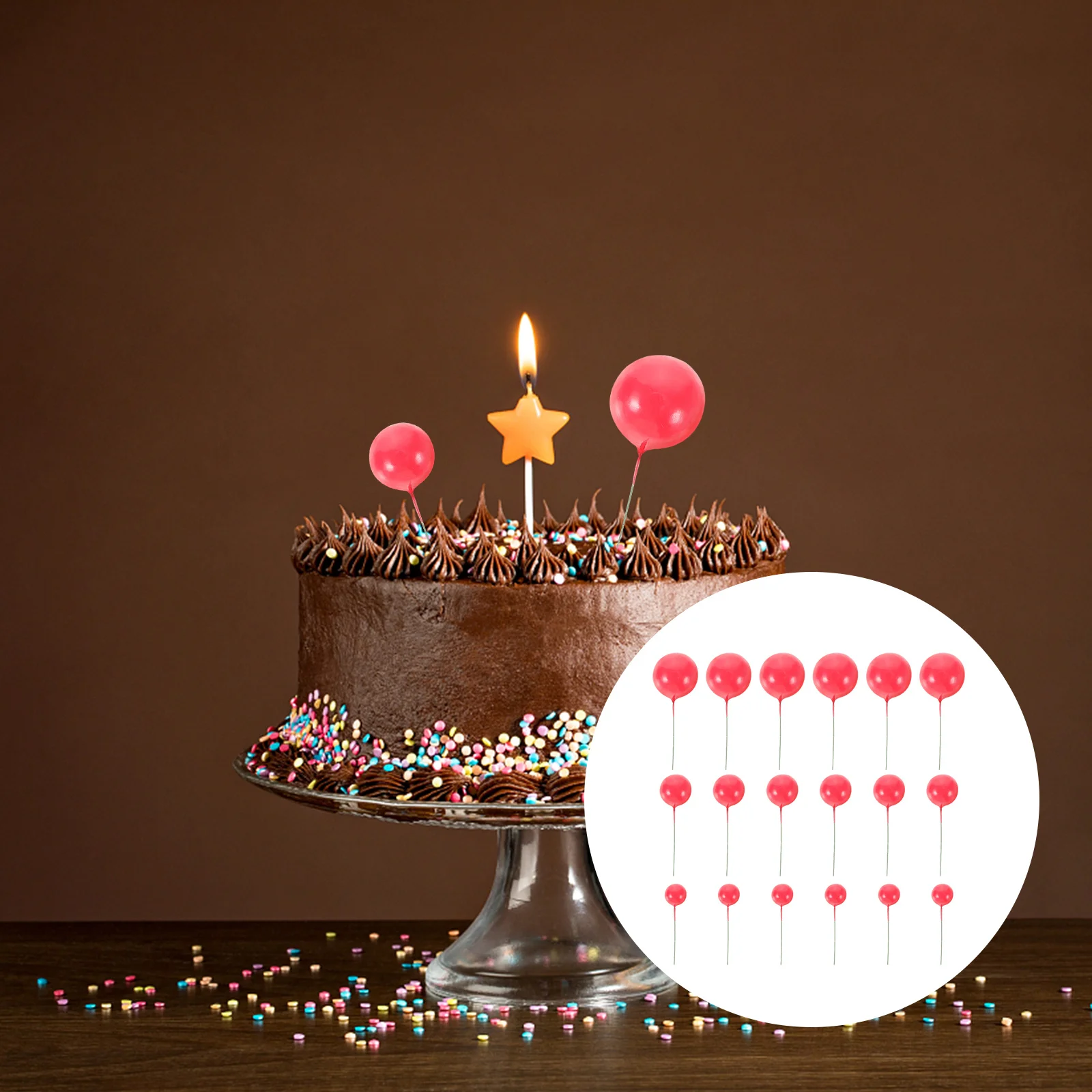 

30Pcs Cake Insert Foam Balls Mini Picks DIY Cake Topper Decorations Dessert Party Wedding Anniversary Birthday Supplies