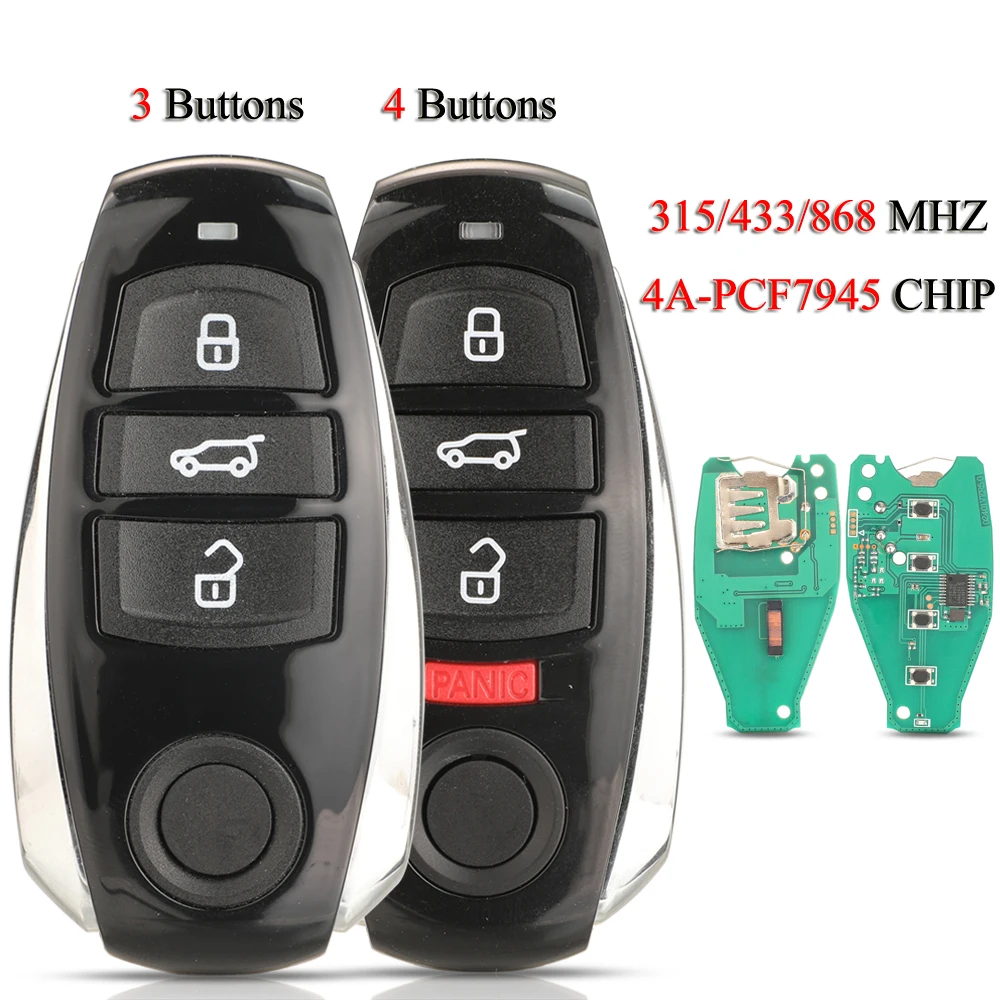 

jingyuqin 5PCS/Lot Remote Smart Car Key For VW Volkswagen Touareg 2010+ 4A Hitag CVGA PCF7945AC Chip 315/433/868Mhz 3/4 Buttons