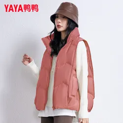 YAYA 2023 Women Down Jackets Spring Autumn Short Outer Wear Vest Stand Collar  Portable Casual Pocket Coat Ladies Padded Parkas