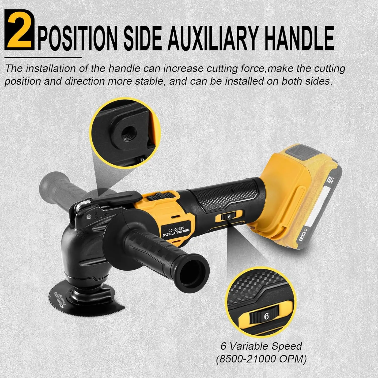 23pcs Brushless Oscillating Multi-tools Cordless Multi Tool for Cutting Woodworking Speed Tool for Dewalt 18/20V Battery