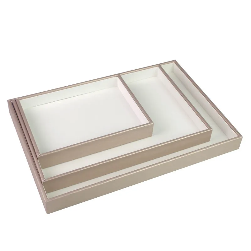 [حامل عرض للمجوهرات] فرشاة الشمبانيا الجلدية علبة عرض المجوهرات قلادة حلقة سوار أقراط قلادة مجوهرات Wenwan