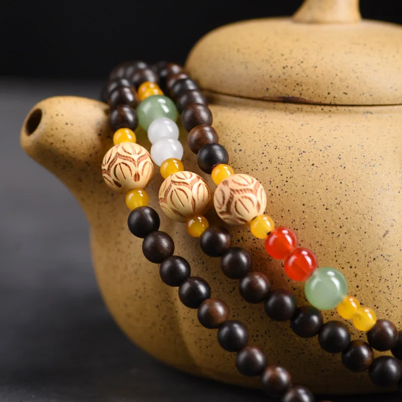 Sheng Guibao double-ring DIY bracelet with spacer , Buddhist prayer , wooden beads for cultural appreciation, hand orn