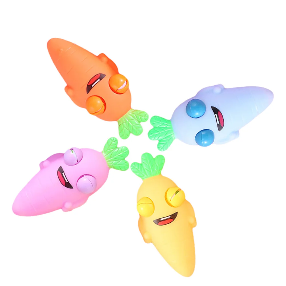 4 個のニンジンスクイーズストレスリリーフハンドフィジェット減圧リラクゼーションパーティートリックギフトギフトスクイーズおもちゃ漫画感覚おもちゃ