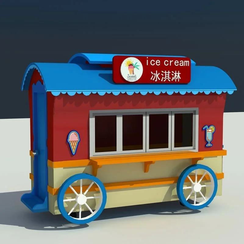 Rainbow cabin outdoor street ice cream food trailer/fast food kiosk/flower shop