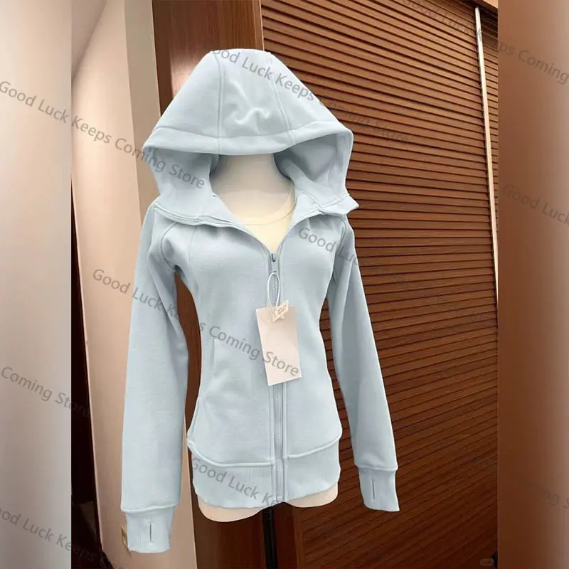 

2024 облегающий хлопковый тюнер на молнии, женский весенне-осенний кардиган 2025 года, новый кардиган с капюшоном и завязкой на талии, свитшот