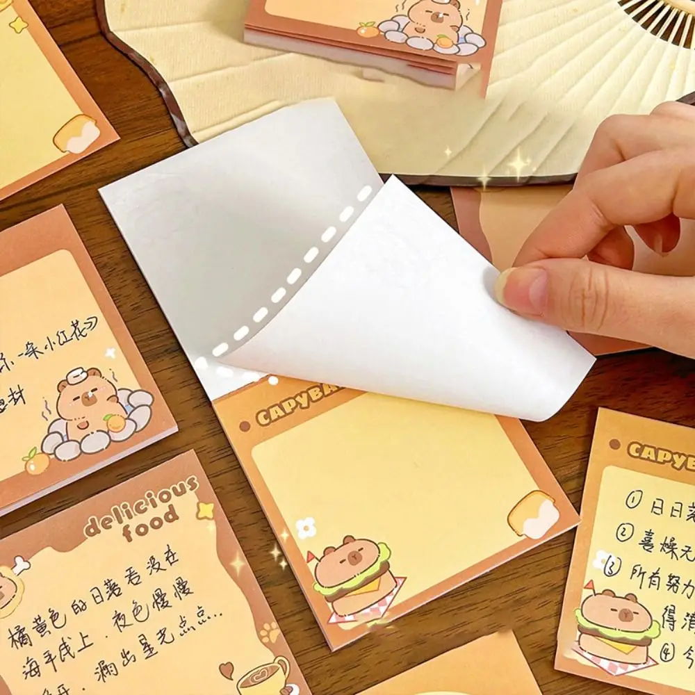 50 sheets Kawaii Capybara Memo Pad Creative Non-adhesive N Times Sticky Notes Multi-purpose Portable Cartoon Message Notes