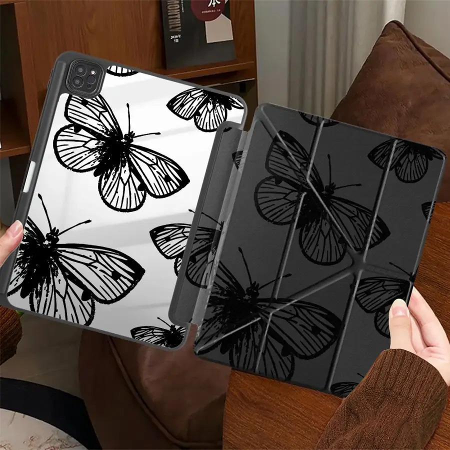 

Красивый чехол-подставка с бабочками для планшетов iPad Pro 11-го, 10-го, 9-го, 8-го, 7-го поколений, 12.9 дюймов, Mini 6, 7, Air 4, 5, M3, M2, 1, 2, M4, 11 дюймов