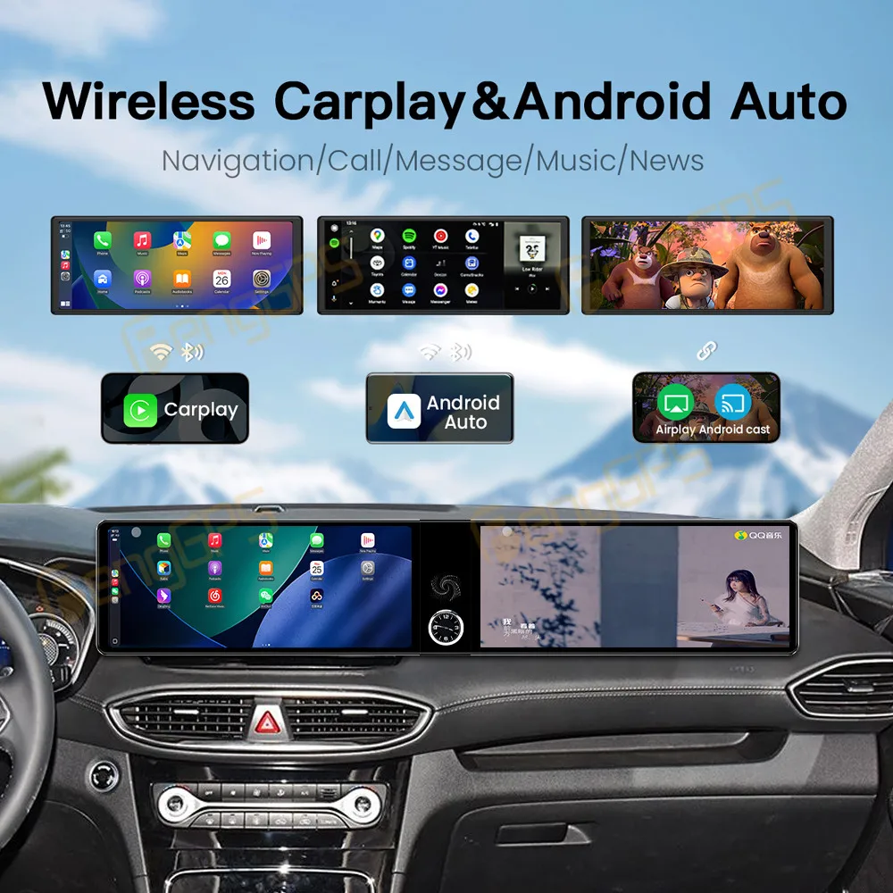 24.6 inch Android Radio Wireless Apple For Hyundai Santa Fe 2017-2021 Bluetooth Carplay Multimedia Touch Screen Stereo DSP 4G