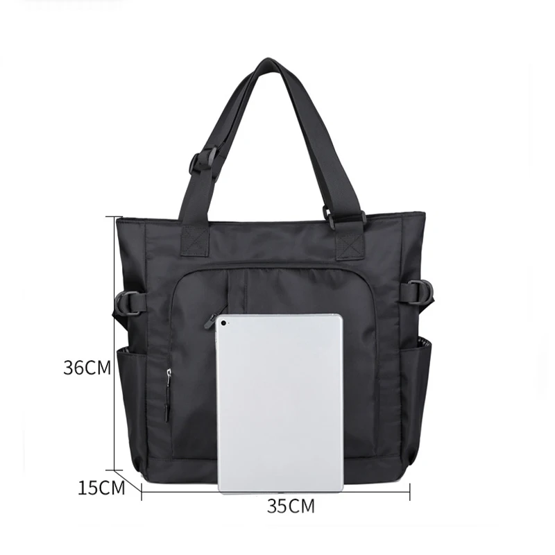 Unisex Multi Pocket Tote Bag Large Capacity Casual Business Laptop Handbag Adjustable Straps Work Commuting Office Shoulder Bag
