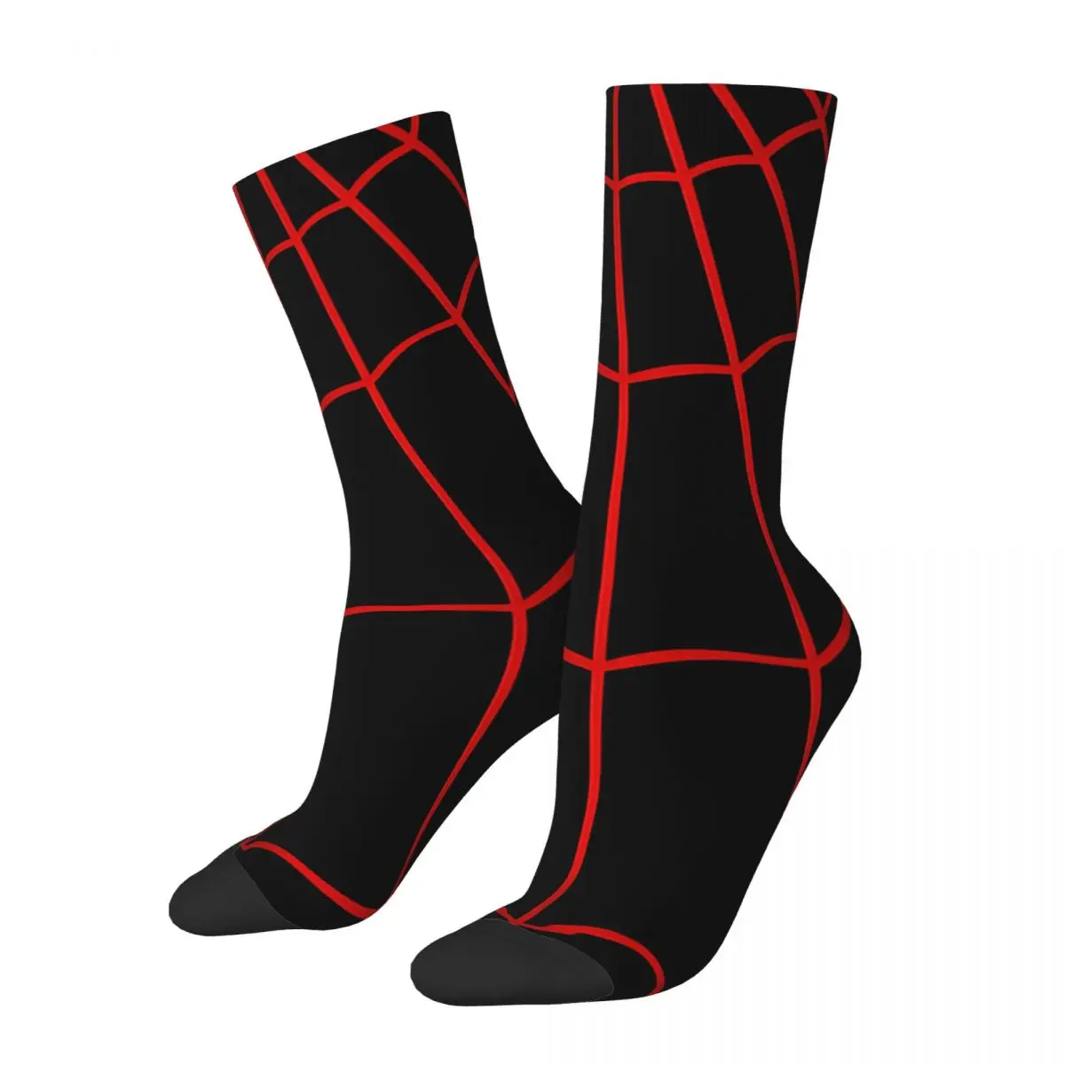 Calcetines de compresión Unisex, medias Retro con estampado de telaraña, rojo y negro, estilo callejero, novedad