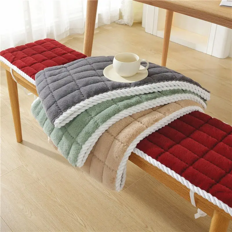 Soft Thickened Long Bench Cushion Plush Mahogany Bench Cushion Customized Solid Wood Sofa Card Seat Cushion For Winter