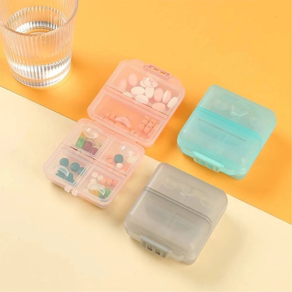 Portable 6‑Grid Double Layer Folding Pill Box Transparent Mini Storage Case Travel Pocket Pill Organizer for Vitamin Tablet Drug