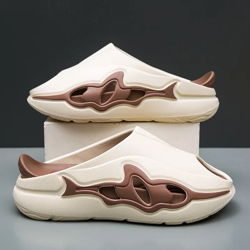 

Summer Men's Shark Slippers Anti Slip Soft Thick Bottom Garden Shoes Outdoor Beach Sandals All Season Men Sports Cool Slippers