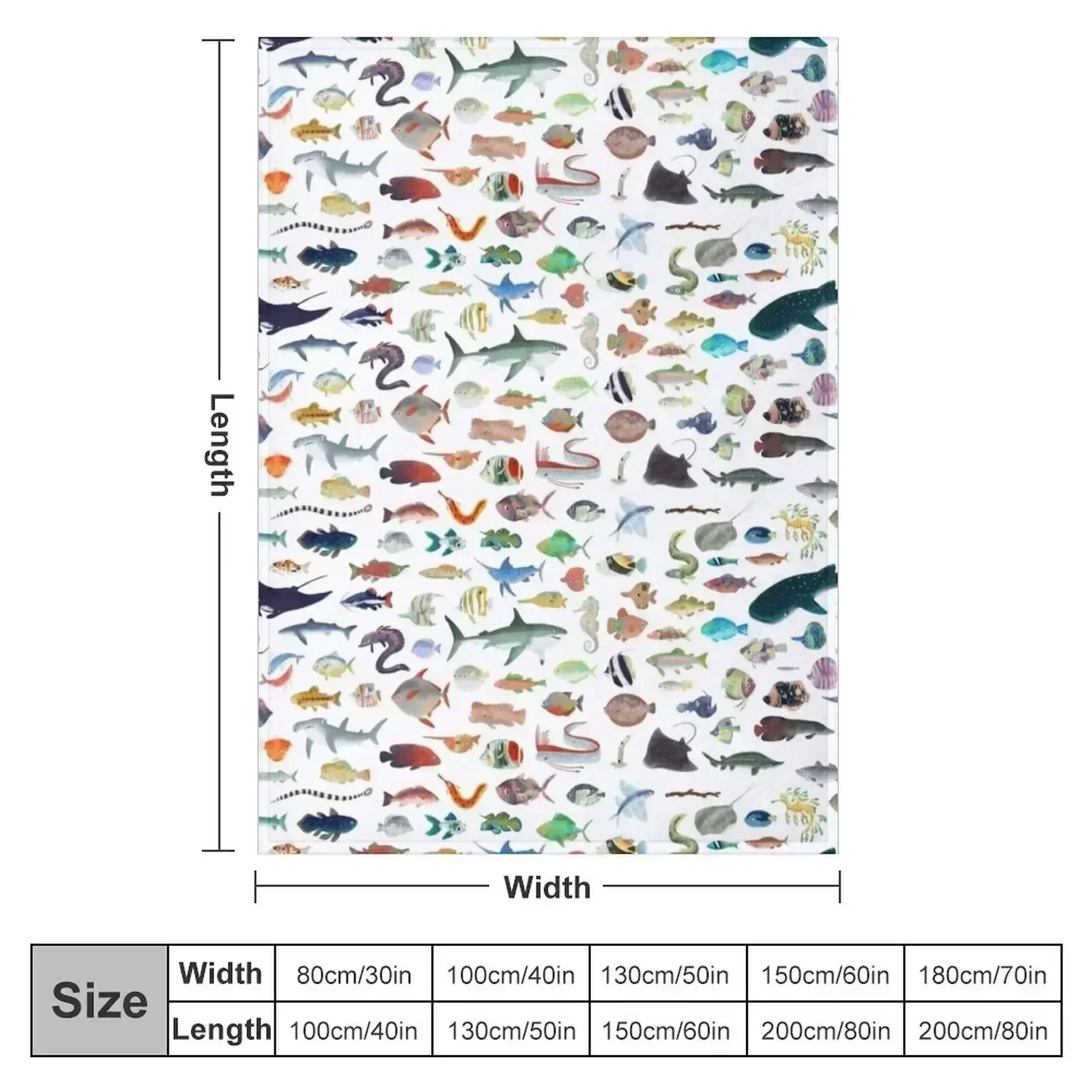 One Hundred Fish Throw Blanket Baby wednesday Decorative Throw Soft Loose Furry Blankets