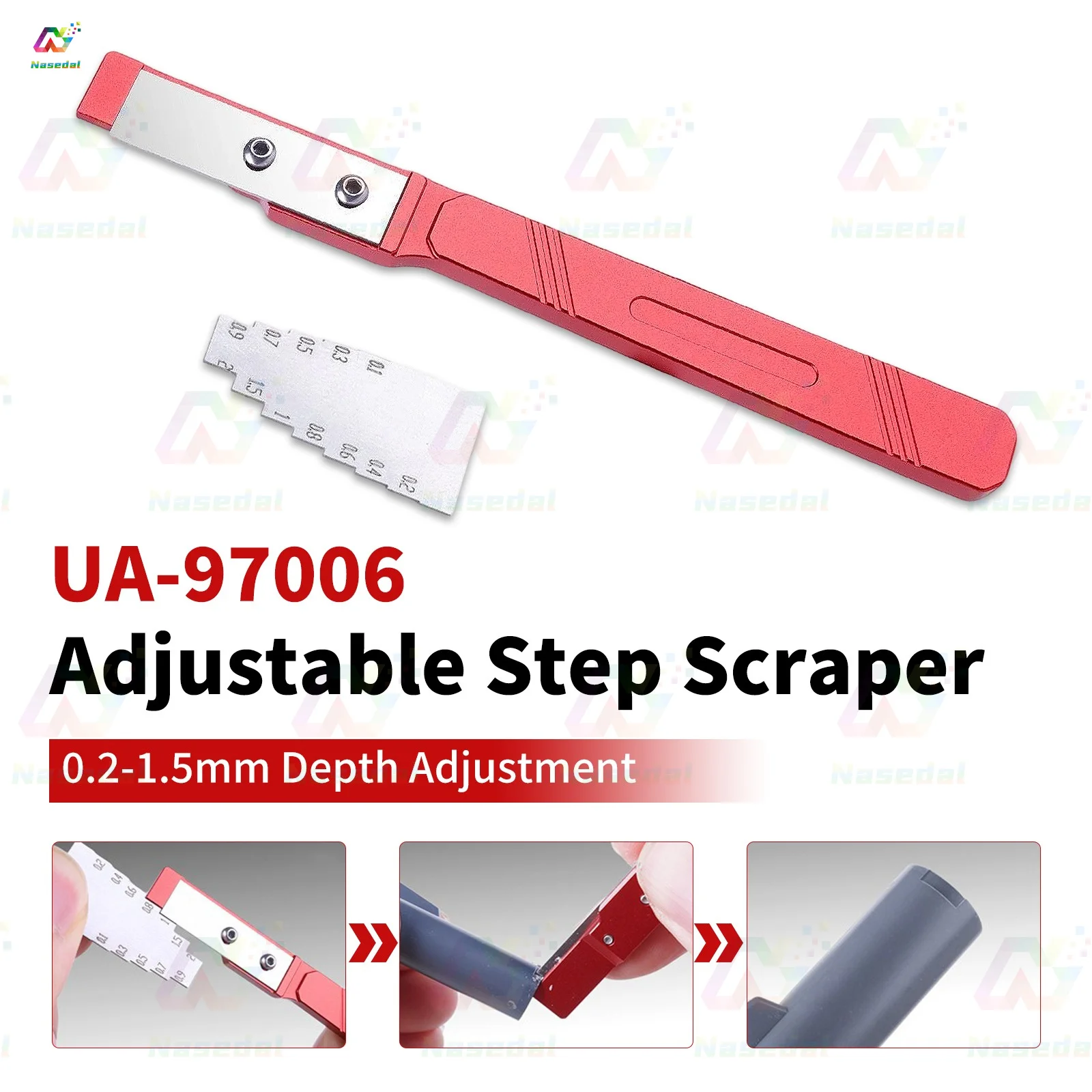 Ustar UA‑97006 Adjustable Step Scraper 0.2‑1.5mm for Gundam Plastic Model Panel Line Detailing Modification Hobby Building Tool