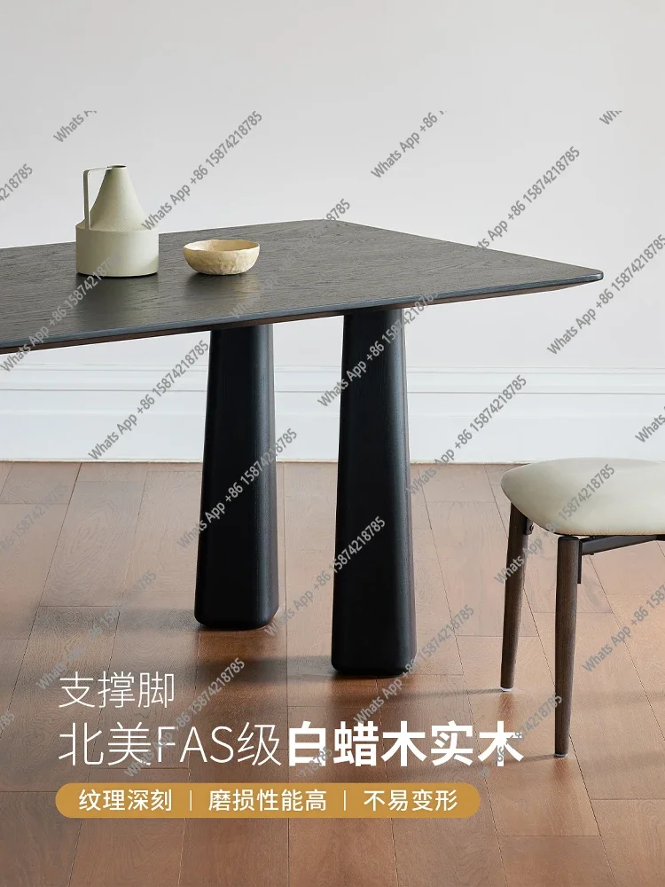 Q Retro medieval style solid wood restaurant rectangular designer restaurant home black rice dining table