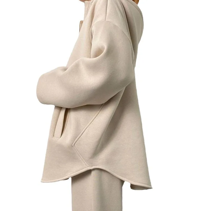 Dames lente herfst casual lange Sve hoodie en broek tweedelige set faionable top met rits en capuchon met lange broek