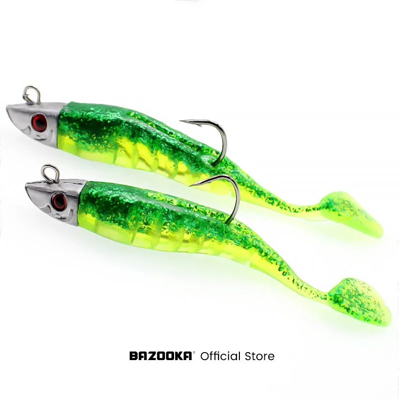 Bazooka Schwarz Minnow Jig Blei Kopf Angeln Locken Weichen Köder Silikon T Schwanz Wobbler Barsch Leurre Jighead Langsam Bass Hecht winter