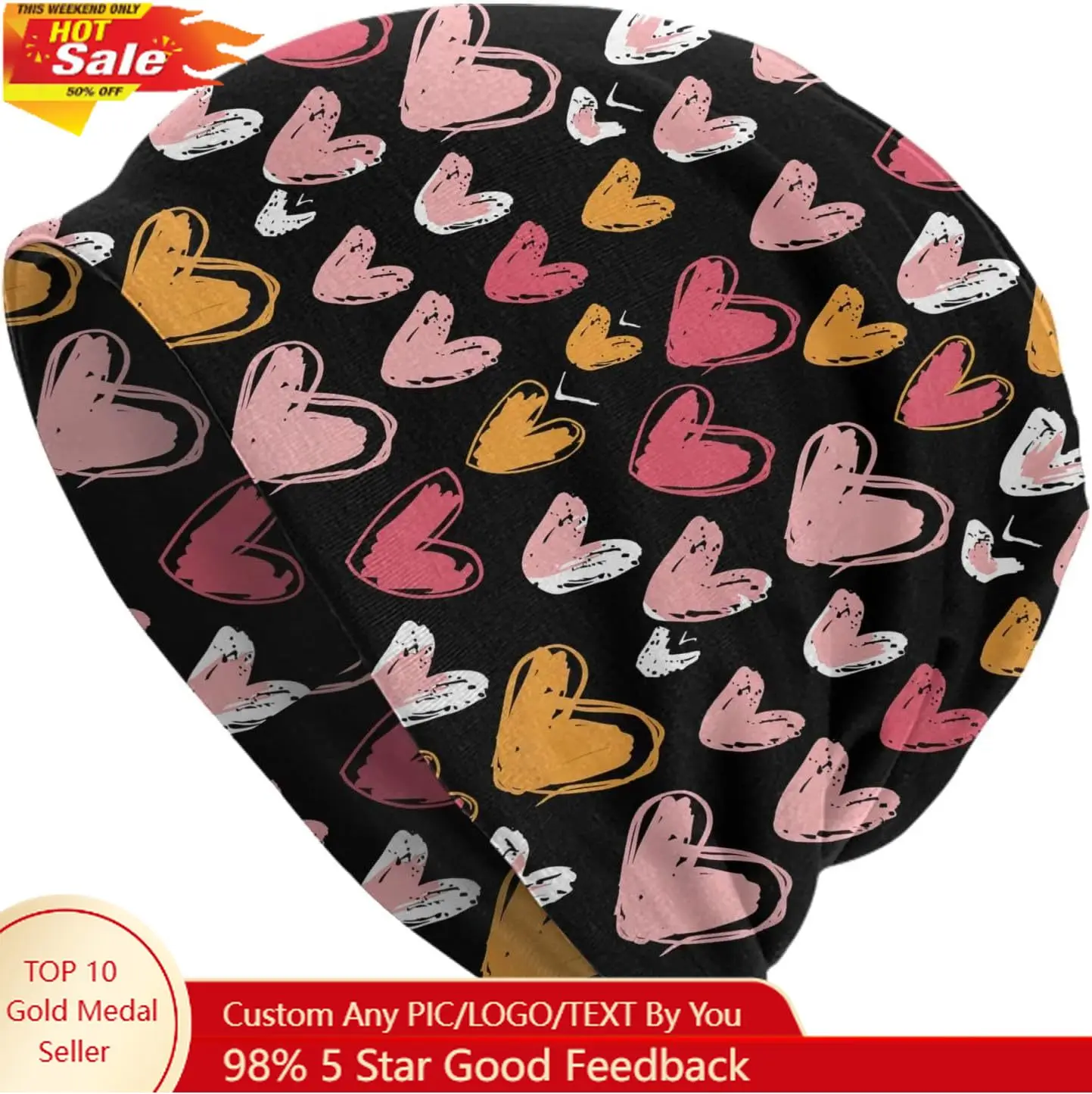 

Valentines Day Beanie Standard Closed Chemo Knitted Hats Baggy Slouchy Skull Cap Cancer Headwear for Women Men